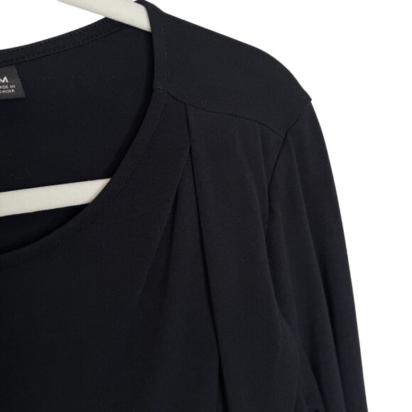 Betabrand Black Long-Sleeve Drape Front Top, M - Picture 7 of 9
